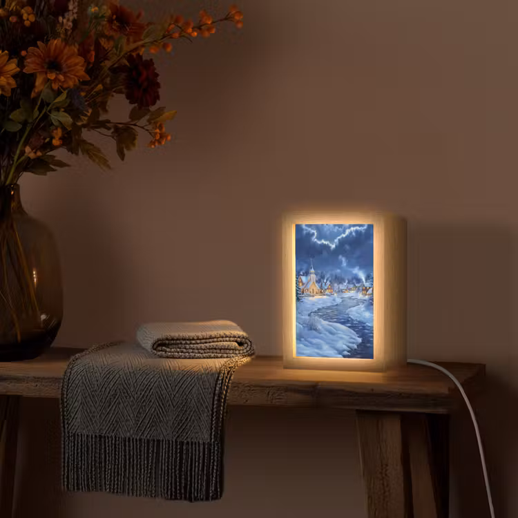 Winteravond - Kerstdorp - Donker Light Box met kabel (Tafellamp) klein -sfeer4
