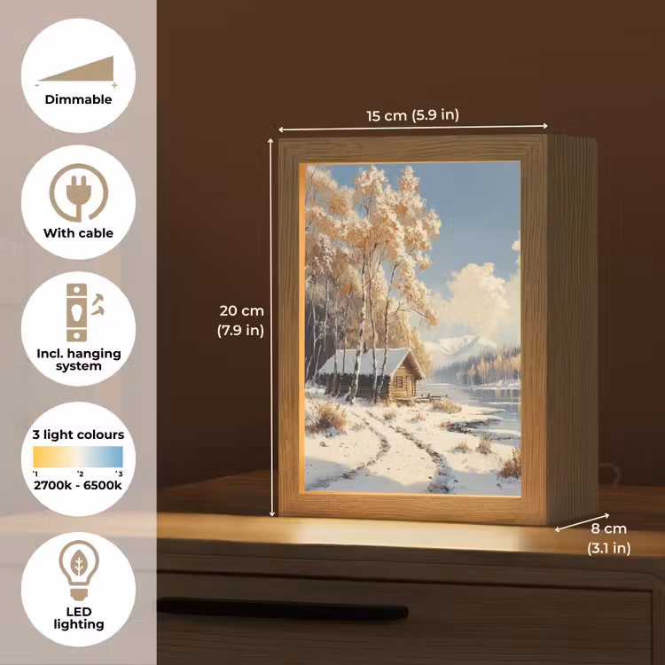 Winter - Sneeuw - Huis - Natuur Light Box met kabel (Tafellamp) klein -USP_EN