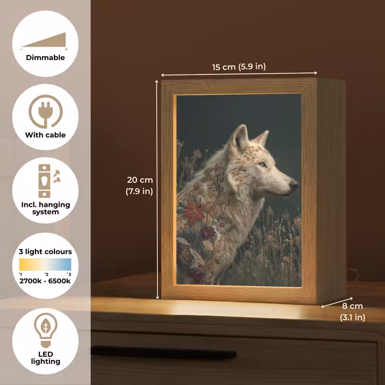 Wolf - Bloemen - Natuur Light Box met kabel (Tafellamp) klein -USP_EN