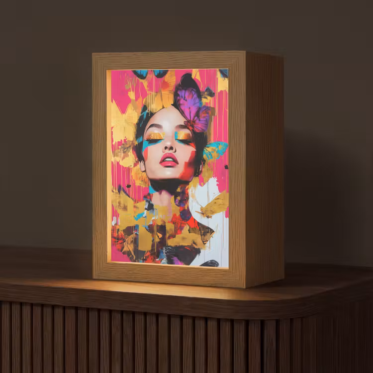 Vrouw - Abstract - Kleurrijk Light Box met kabel (Tafellamp) klein -z3d_website