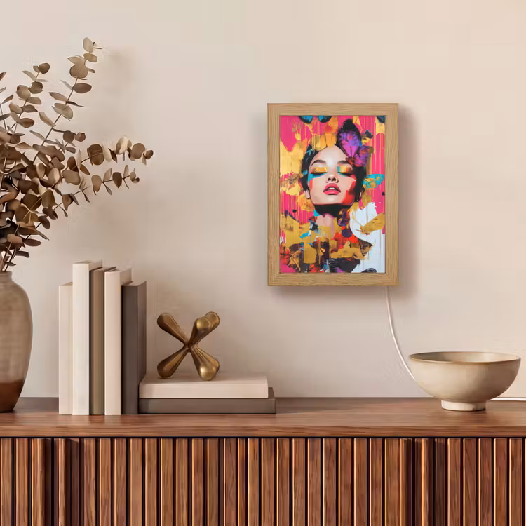 Vrouw - Abstract - Kleurrijk Light Box met kabel (Tafellamp) klein -sfeer2
