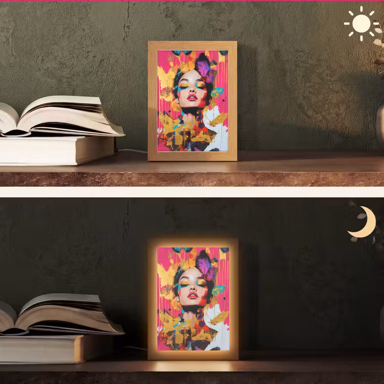 Vrouw - Abstract - Kleurrijk Light Box met kabel (Tafellamp) klein -sfeer3