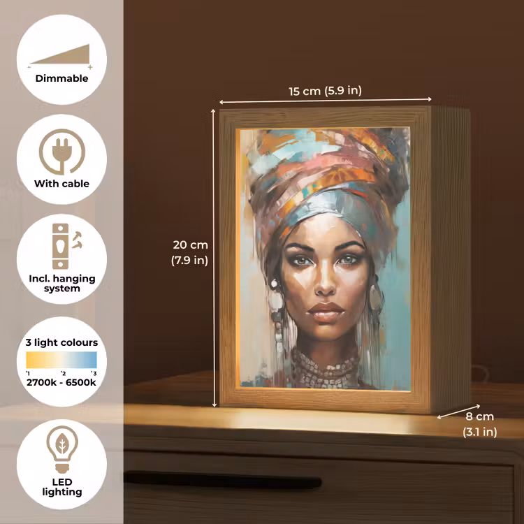 Vrouw - Kunst - Sieraden - Portret Light Box met kabel (Tafellamp) klein -USP_EN