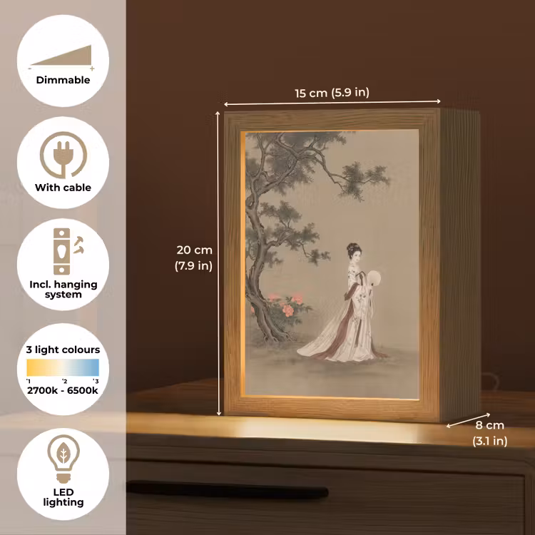 Vrouw - Azië - Kunst - Beige Light Box met kabel (Tafellamp) klein -USP_EN