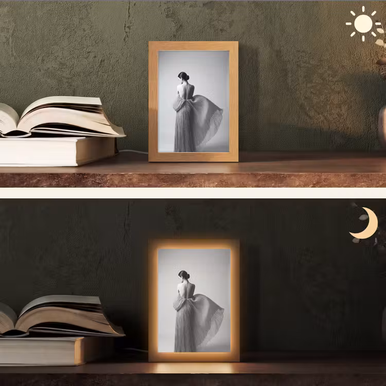 Vrouw - Rug - Textuur - Zwart - Wit - Elegant Light Box met kabel (Tafellamp) klein -sfeer3