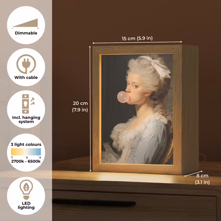 Vrouw - Barokjurk - Kauwgom Light Box met kabel (Tafellamp) klein -USP_EN