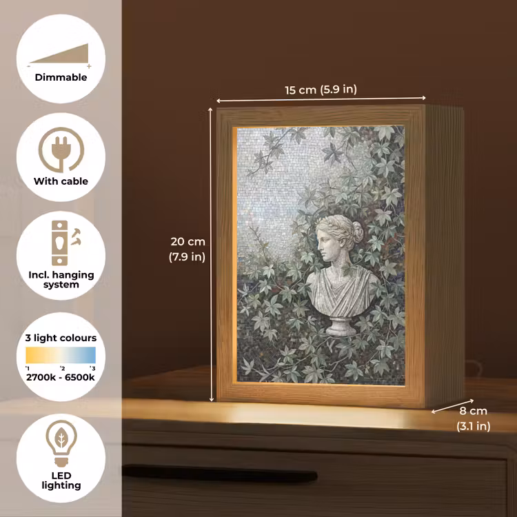 Vrouw - Klassiek - Mozaiëk - Natuur - Groen Light Box met kabel (Tafellamp) klein -USP_EN