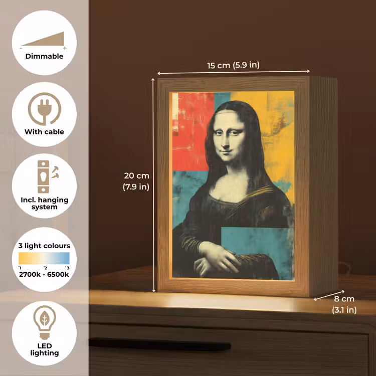 Vrouw - Kleurvlakken - Klassieke schilderkunst Light Box met kabel (Tafellamp) klein -USP_EN