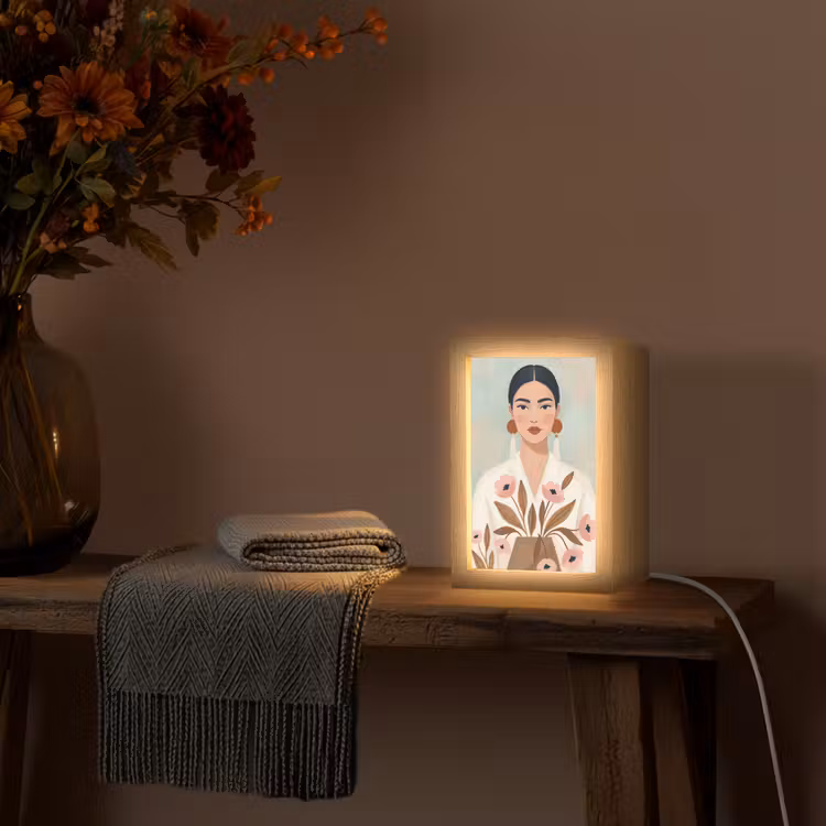 Vrouw - Kimono - Pastel Light Box met kabel (Tafellamp) klein -sfeer4