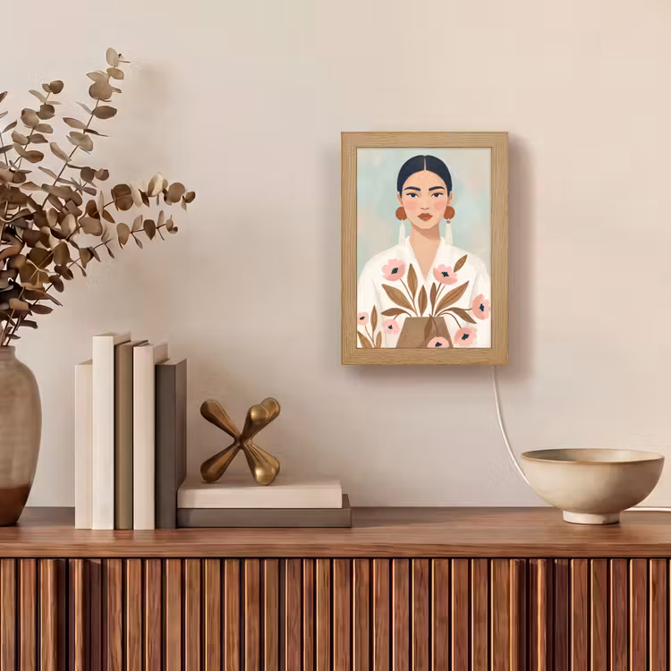 Vrouw - Kimono - Pastel Light Box met kabel (Tafellamp) klein -sfeer2