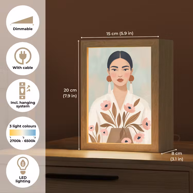 Vrouw - Kimono - Pastel Light Box met kabel (Tafellamp) klein -USP_EN