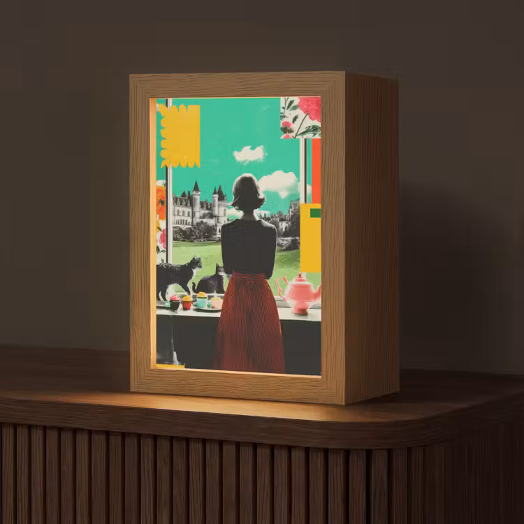 Vrouw - Keuken - Katten - Doorkijk Light Box met kabel (Tafellamp) klein -z3d_website