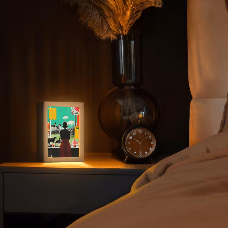 Vrouw - Keuken - Katten - Doorkijk Light Box met kabel (Tafellamp) klein -sfeer1
