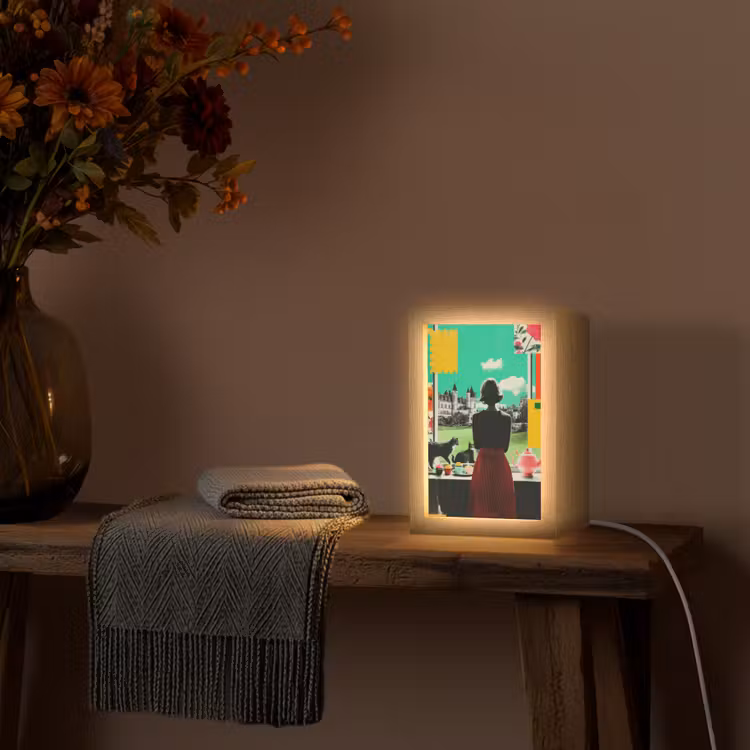Vrouw - Keuken - Katten - Doorkijk Light Box met kabel (Tafellamp) klein -sfeer4