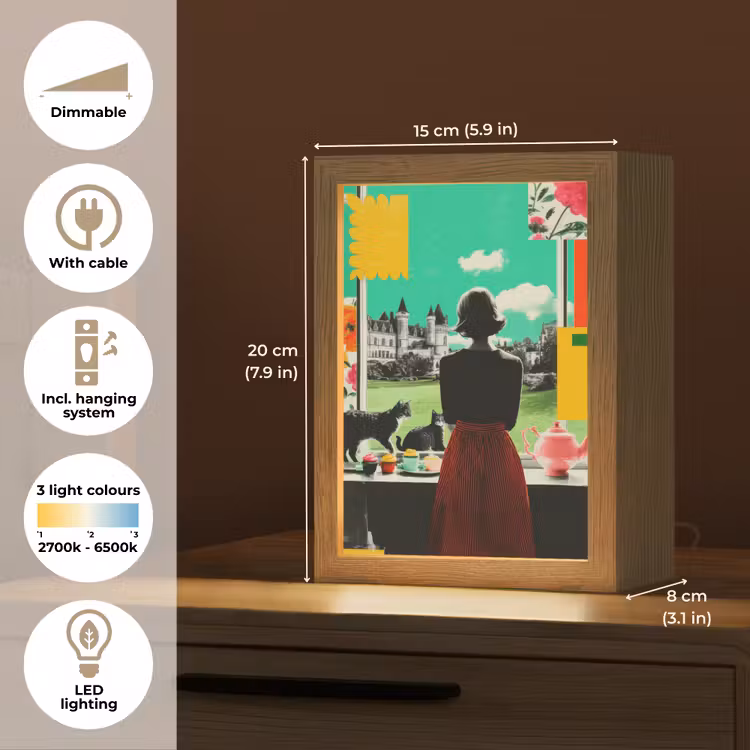 Vrouw - Keuken - Katten - Doorkijk Light Box met kabel (Tafellamp) klein -USP_EN