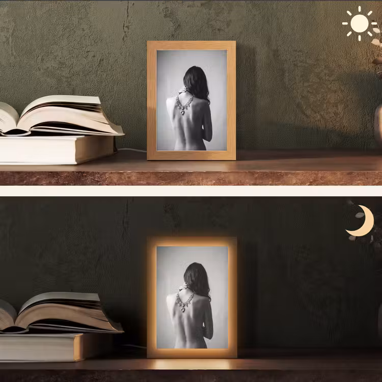 Vrouw - Ketting - Fashion - Zwart - Wit Light Box met kabel (Tafellamp) klein -sfeer3