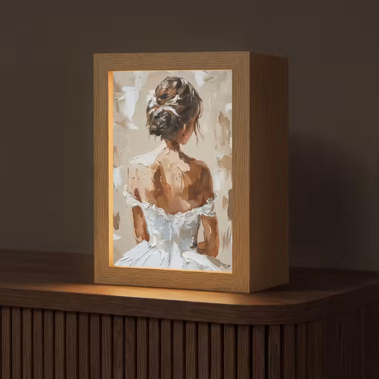 Vrouw - Verf - Abstract - Beige - Modern Light Box met kabel (Tafellamp) klein -z3d_website