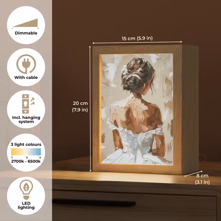 Vrouw - Verf - Abstract - Beige - Modern Light Box met kabel (Tafellamp) klein -USP_EN