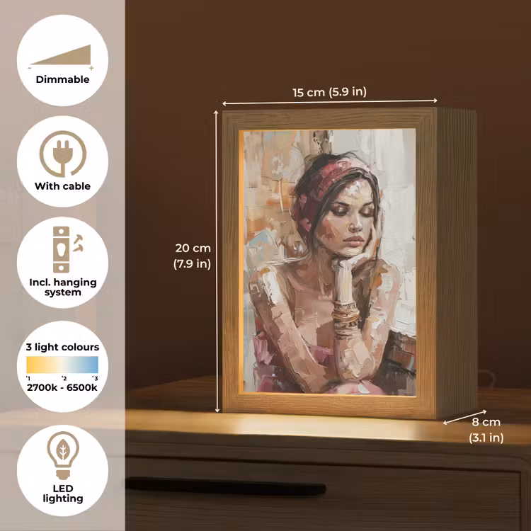 Vrouw - Verflook - Portret - Modern Light Box met kabel (Tafellamp) klein -USP_EN