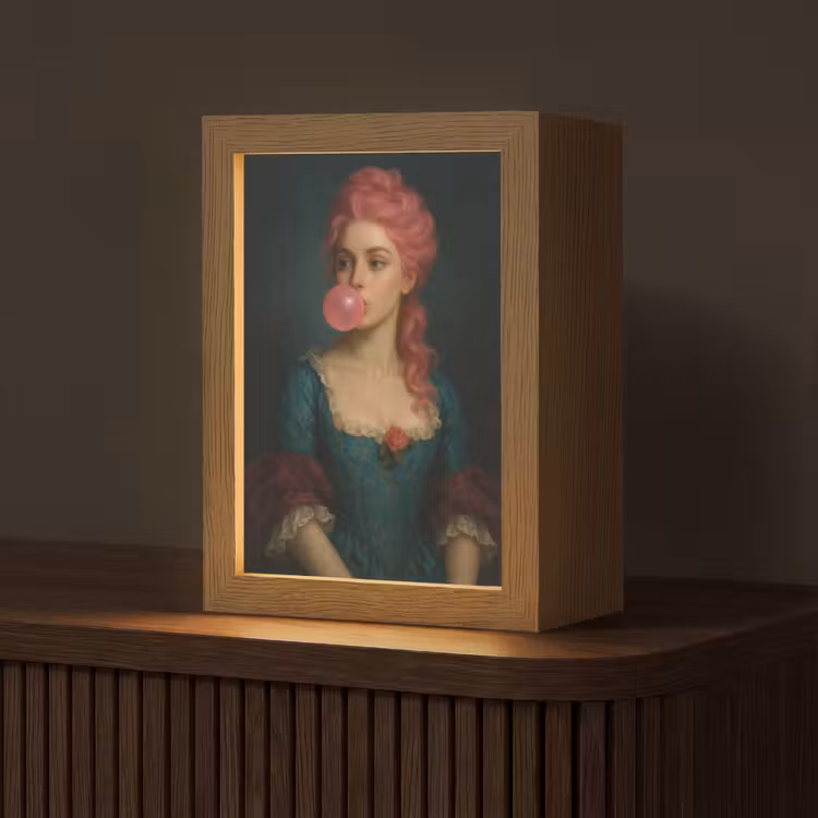 Vrouw - Portret - Kauwgombel Light Box met kabel (Tafellamp) klein -z3d_website