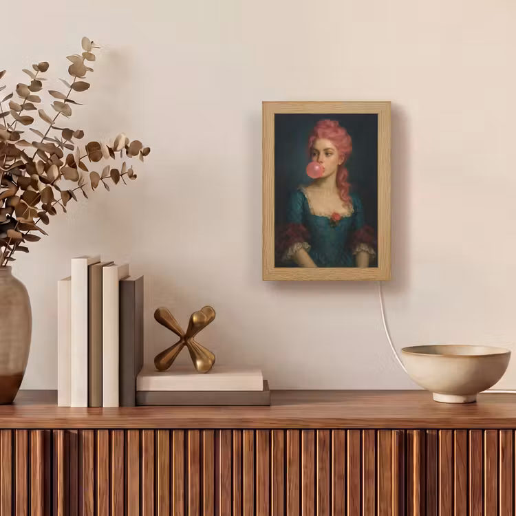 Vrouw - Portret - Kauwgombel Light Box met kabel (Tafellamp) klein -sfeer2