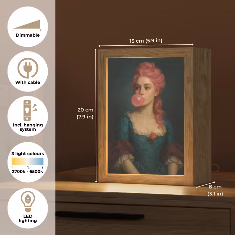 Vrouw - Portret - Kauwgombel Light Box met kabel (Tafellamp) klein -USP_EN