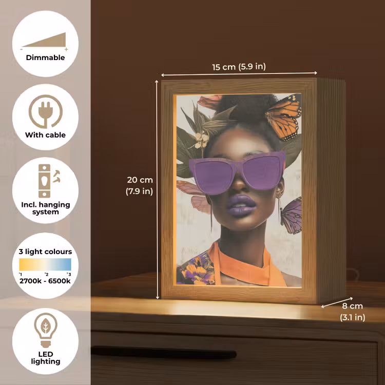Vrouw - Zonnebril - Vlinder - Bloemen Light Box met kabel (Tafellamp) klein -USP_EN