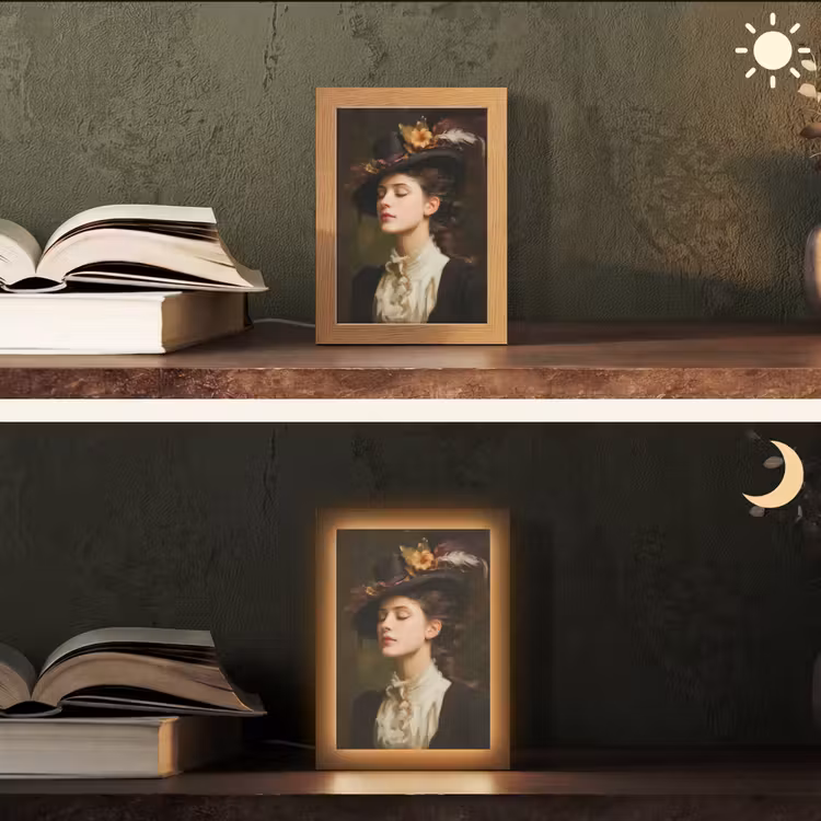 Vrouw - Victoriaans - Portret Light Box met kabel (Tafellamp) klein -sfeer3