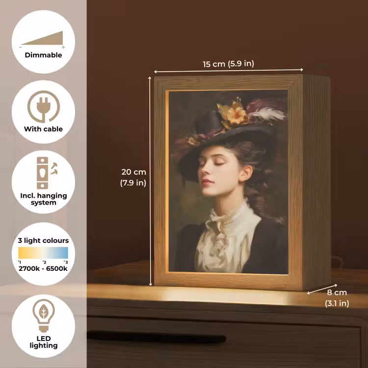 Vrouw - Victoriaans - Portret Light Box met kabel (Tafellamp) klein -USP_EN