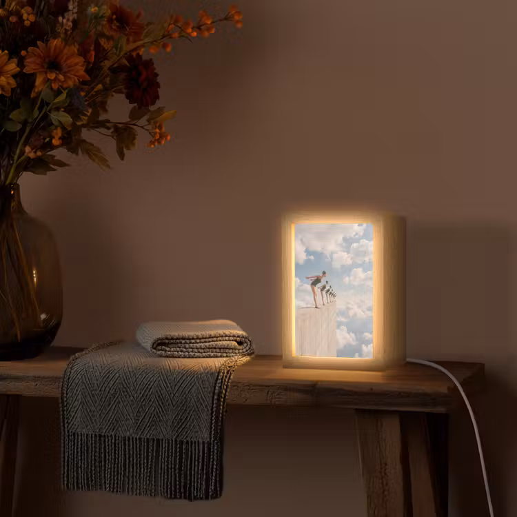 Table Lamp - Women - Diving Pose - Clouds - Vrouwen - Duikhouding - Wolken Light Box met kabel (Tafellamp) klein