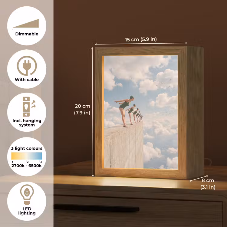 Table Lamp - Women - Diving Pose - Clouds - Vrouwen - Duikhouding - Wolken Light Box met kabel (Tafellamp) klein