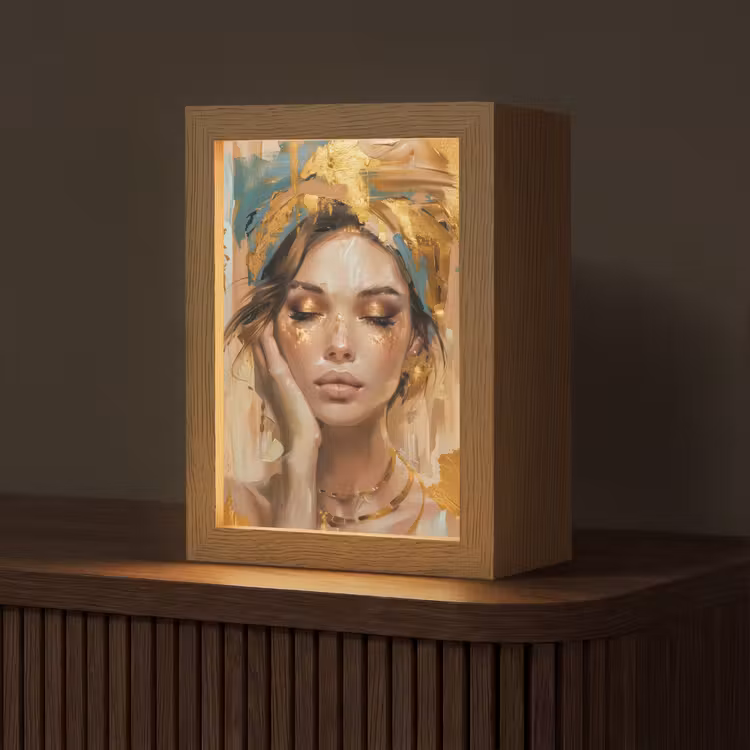 Vrouwen - Portret - Luxe - Goud Light Box met kabel (Tafellamp) klein -z3d_website