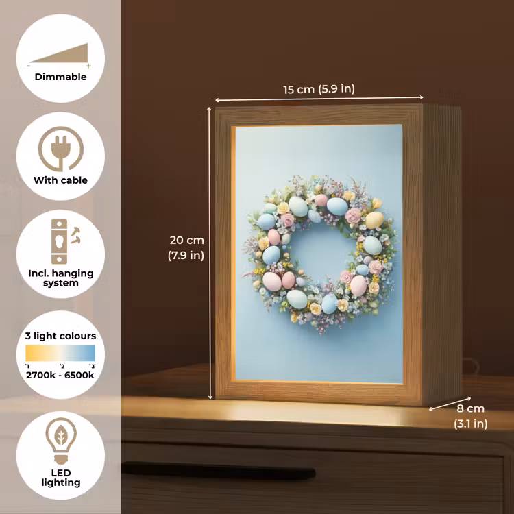Krans - Eieren - Bloemen Light Box met kabel (Tafellamp) klein -USP_EN