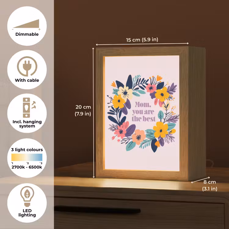Bloemenkrans - Kleurrijk - Moeder Light Box met kabel (Tafellamp) klein -USP_EN