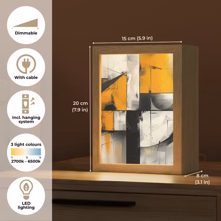 Geel - Abstract - Modern - Vormen Light Box met kabel (Tafellamp) klein -USP_EN