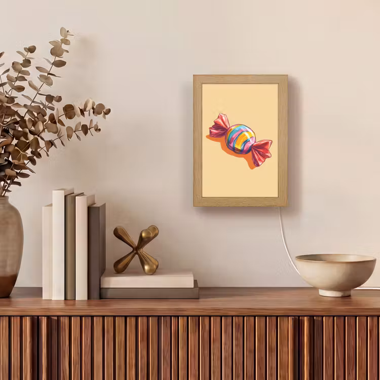 Geel - Snoep - Kleur Light Box met kabel (Tafellamp) klein -sfeer2