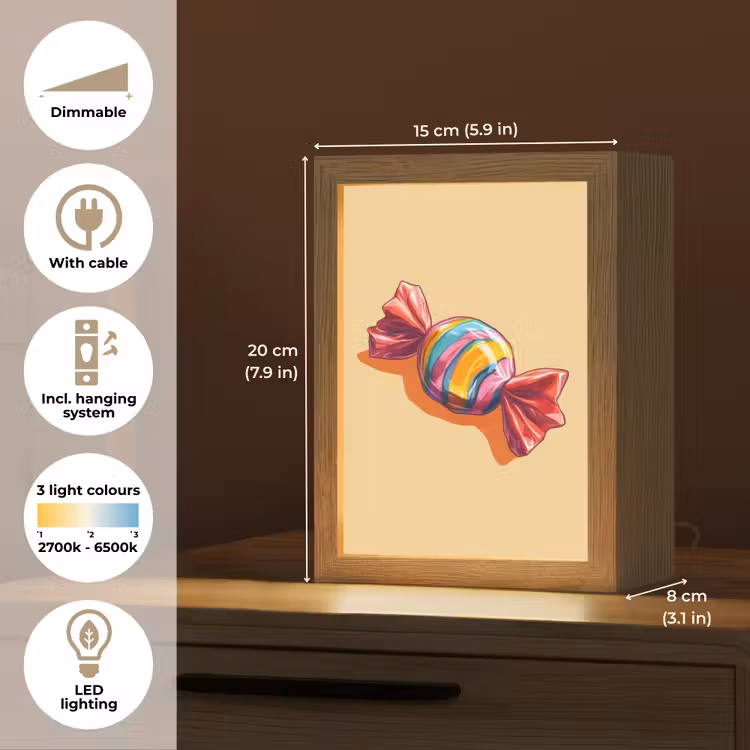 Geel - Snoep - Kleur Light Box met kabel (Tafellamp) klein -USP_EN