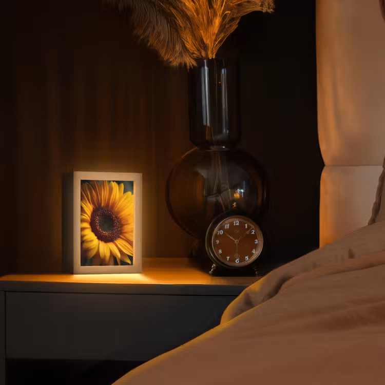 Geel - Zonnebloem - Zomers Light Box met kabel (Tafellamp) klein -sfeer1