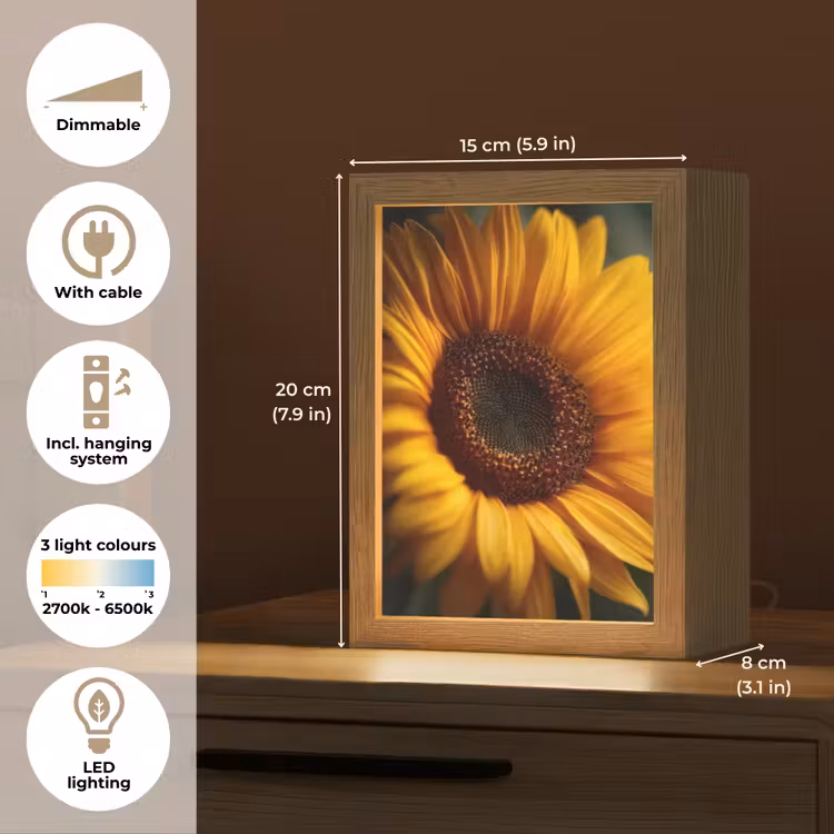 Geel - Zonnebloem - Zomers Light Box met kabel (Tafellamp) klein -USP_EN
