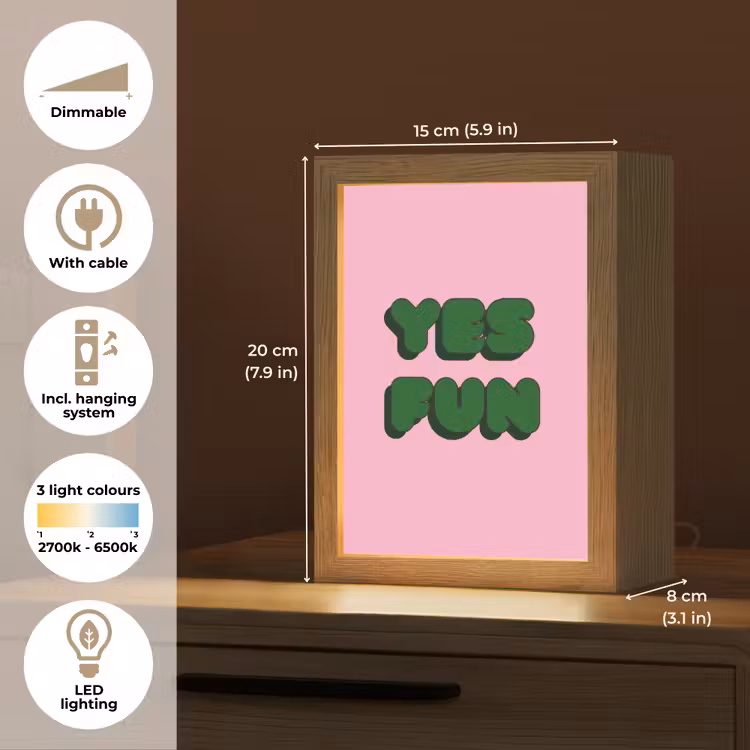 Yes fun - Groen - Roze Light Box met kabel (Tafellamp) klein -USP_EN