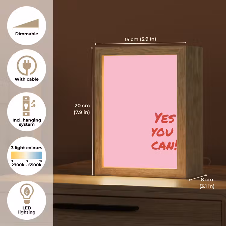 Yes you can do it - Rood - Roze Light Box met kabel (Tafellamp) klein -USP_EN