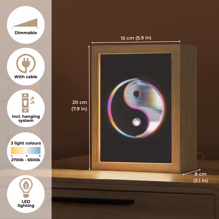 Yin-Yang - Cirkel - Regenboog Light Box met kabel (Tafellamp) klein -USP_EN