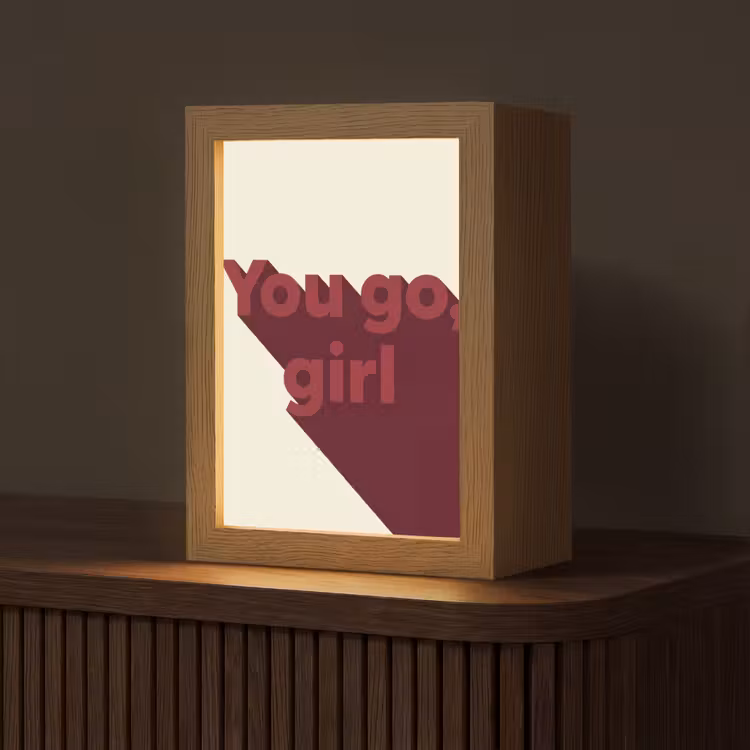 you go girl - 3D - Rood Light Box met kabel (Tafellamp) klein -z3d_website
