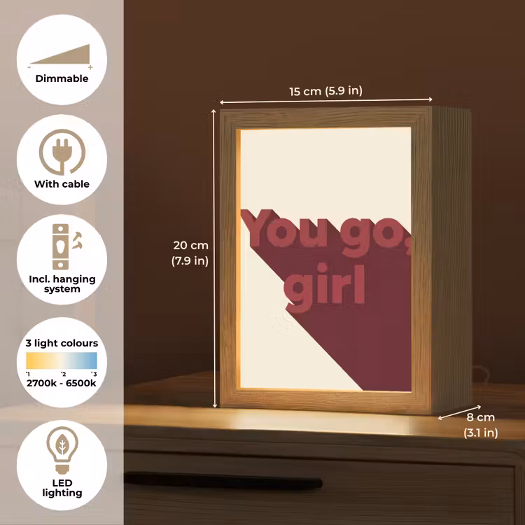 you go girl - 3D - Rood Light Box met kabel (Tafellamp) klein -USP_EN