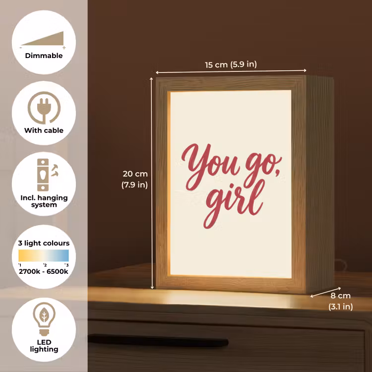 you go girl - Rood - Wit Light Box met kabel (Tafellamp) klein -USP_EN