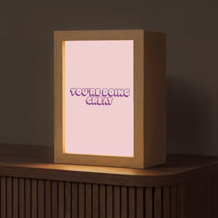 You're doing great - roze - 3D Light Box met kabel (Tafellamp) klein -z3d_website