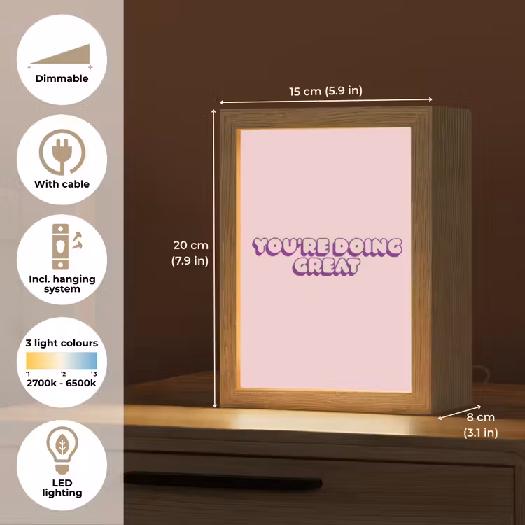 You're doing great - roze - 3D Light Box met kabel (Tafellamp) klein -USP_EN