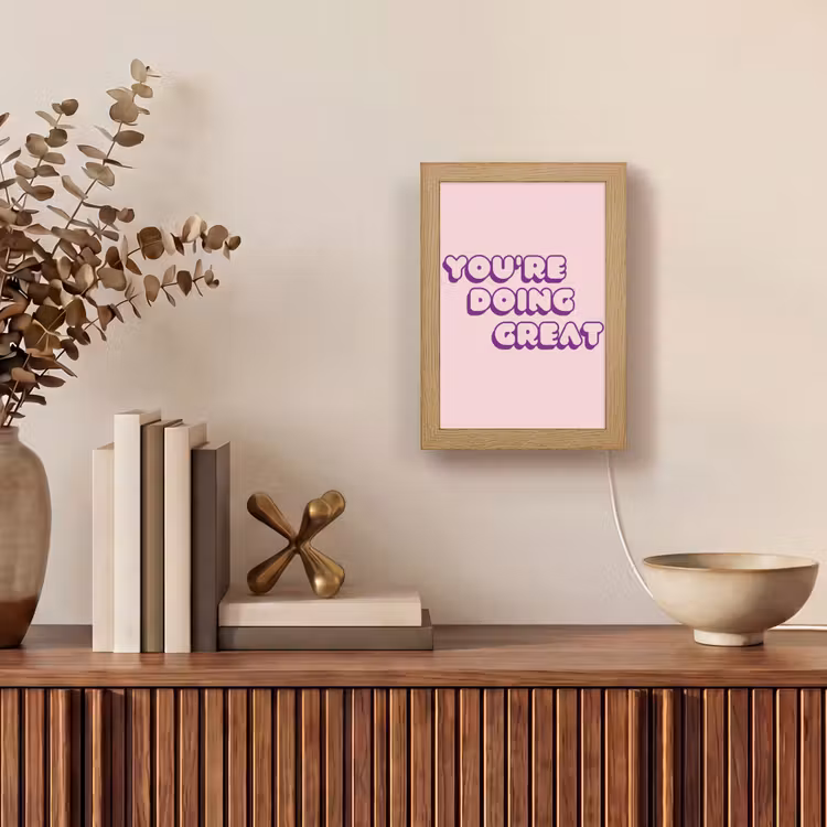 You're doing great - Roze - Bubble letters Light Box met kabel (Tafellamp) klein -sfeer2