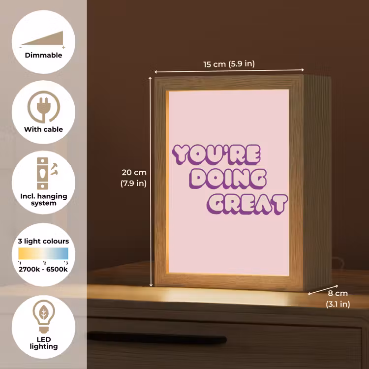 You're doing great - Roze - Bubble letters Light Box met kabel (Tafellamp) klein -USP_EN