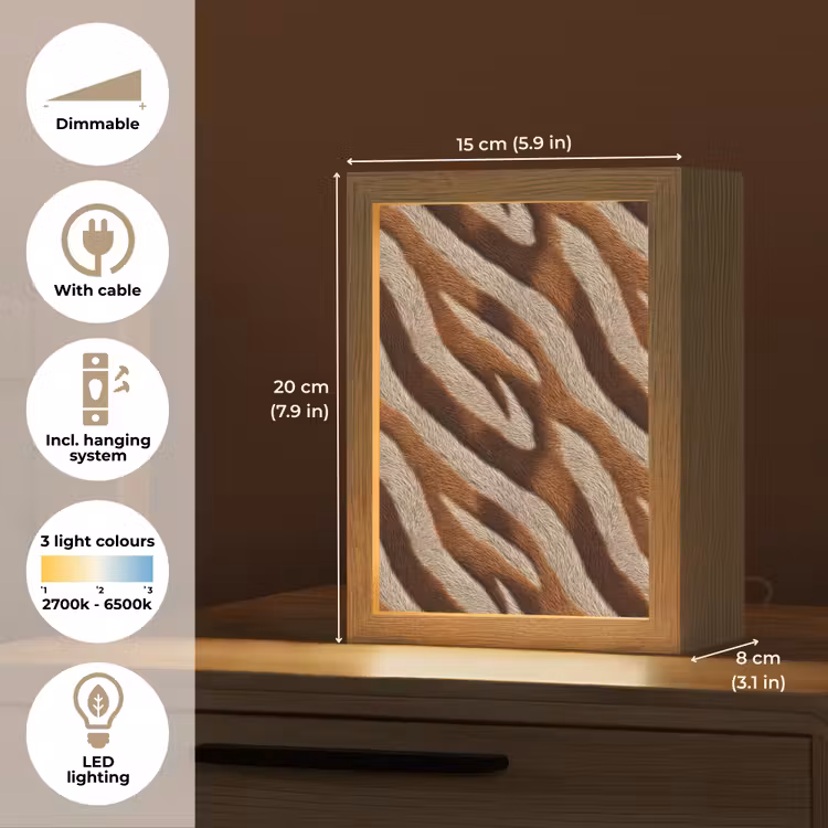 Zebra - Patroon - Bruin Light Box met kabel (Tafellamp) klein 925 -USP_EN